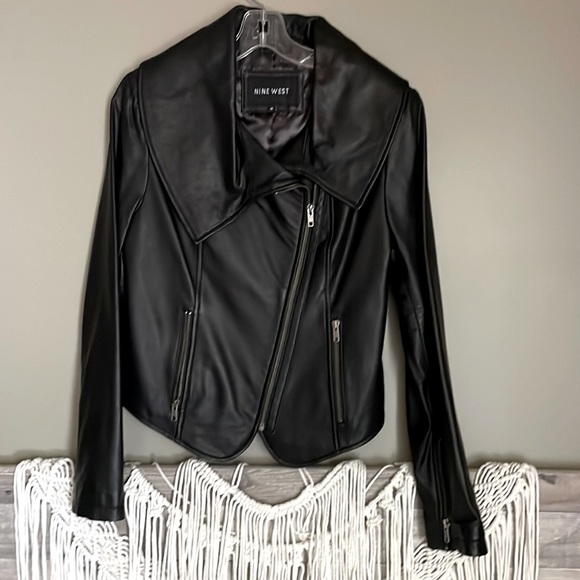 Black leather jacket. Nine West